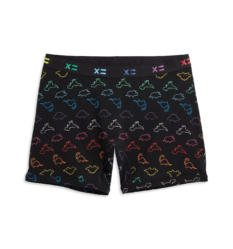 Men's boxer briefs with a reinforced waistband6" No Fly Boxer Briefs - Rainbow DinoByte