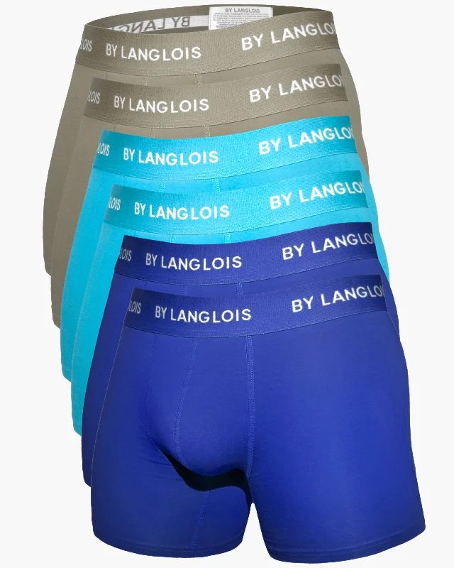 Men's boxer briefs with a soft elastic leg band6-PACK BLUE SUMMER PERFECT FIT BOXER BRIEFS Men's boxer briefs with a soft elastic leg band6-PACK BLUE SUMMER PERFECT FIT BOXER BRIEFS