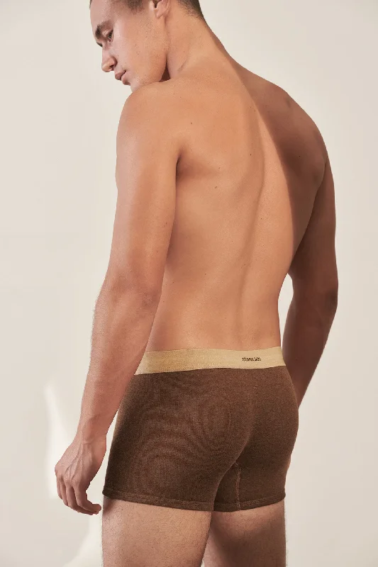 Organic cotton men's boxer briefs for sensitive skinBoxer Brief in Organic Cotton Rib - Brown & Camel Organic cotton men's boxer briefs for sensitive skinBoxer Brief in Organic Cotton Rib - Brown & Camel