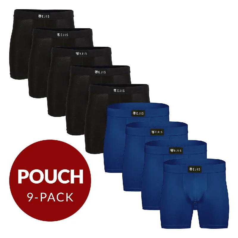 Organic cotton men's boxer briefs for sensitive skinSweat Proof Men's Boxer Briefs with Pouch - Mix 9-Pack (5x Black, 4x Navy)