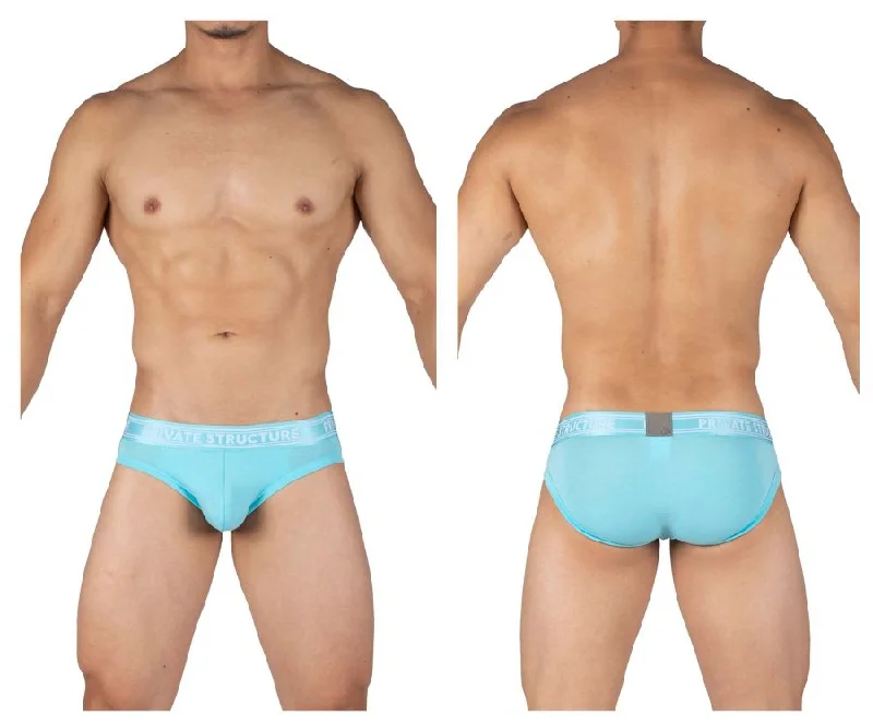 Men's briefs with a lace trim for a touch of flairPrivate Structure PBUT4378 Bamboo Mid Waist Mini Briefs Color Bright Cyan Men's briefs with a lace trim for a touch of flairPrivate Structure PBUT4378 Bamboo Mid Waist Mini Briefs Color Bright Cyan