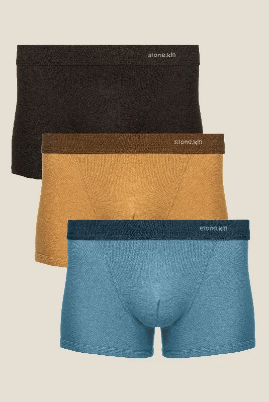 Men's boxer briefs with a soft elastic leg bandBoxer Brief 3 Pack / Tar, Camel & Lake Men's boxer briefs with a soft elastic leg bandBoxer Brief 3 Pack / Tar, Camel & Lake