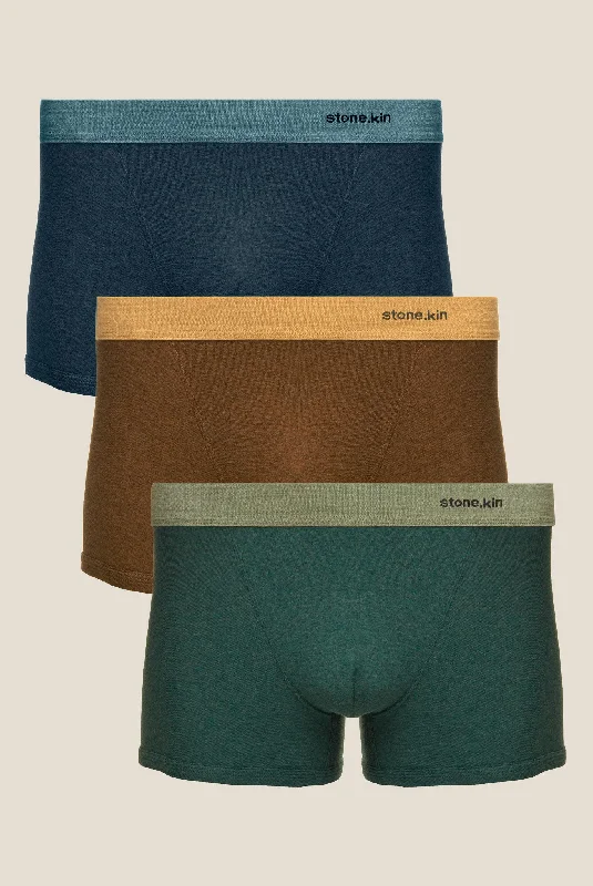 Designer men's boxer briefs with a premium lookBoxer Brief 3 Pack / Brown, Teal & Indigo Designer men's boxer briefs with a premium lookBoxer Brief 3 Pack / Brown, Teal & Indigo