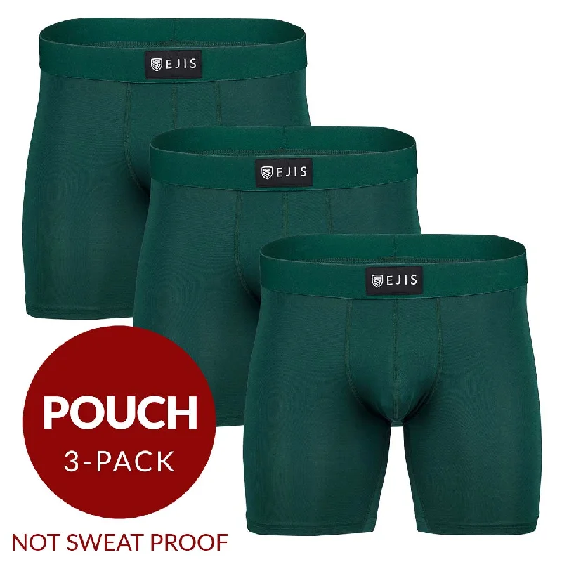Mesh - paneled men's boxer briefs for ventilationEssential Men's Boxer Briefs with Pouch - Green 3-Pack