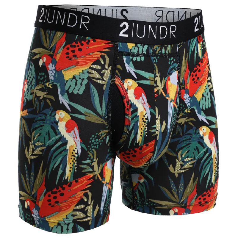 Printed men's boxer briefs with fun designsSwing Shift 6" Boxer Brief - Parrot
