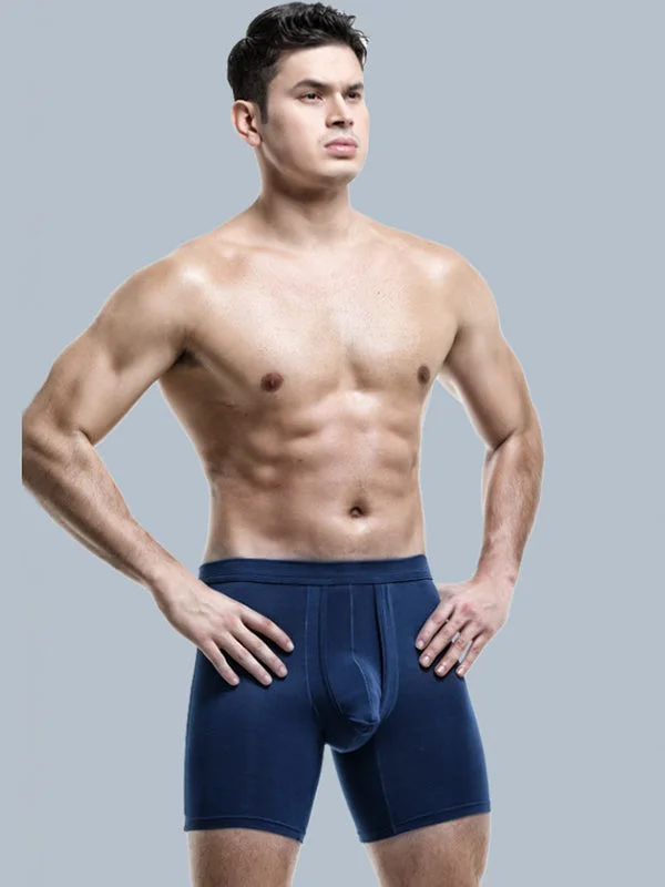 High - rise men's boxer briefs for extra support2 Pack Long Boxer Briefs with Separate Pouch