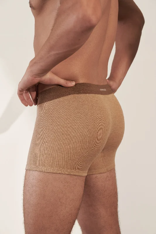 Compression men's boxer briefs for muscle supportBoxer Brief in Organic Cotton Rib - Camel & Brown Compression men's boxer briefs for muscle supportBoxer Brief in Organic Cotton Rib - Camel & Brown