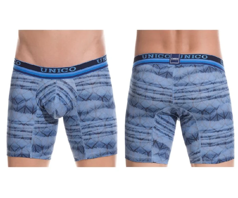 Stretch - fabric men's boxer briefs for a flexible fitUnico 1802010023446 Boxer Briefs Root Color Blue