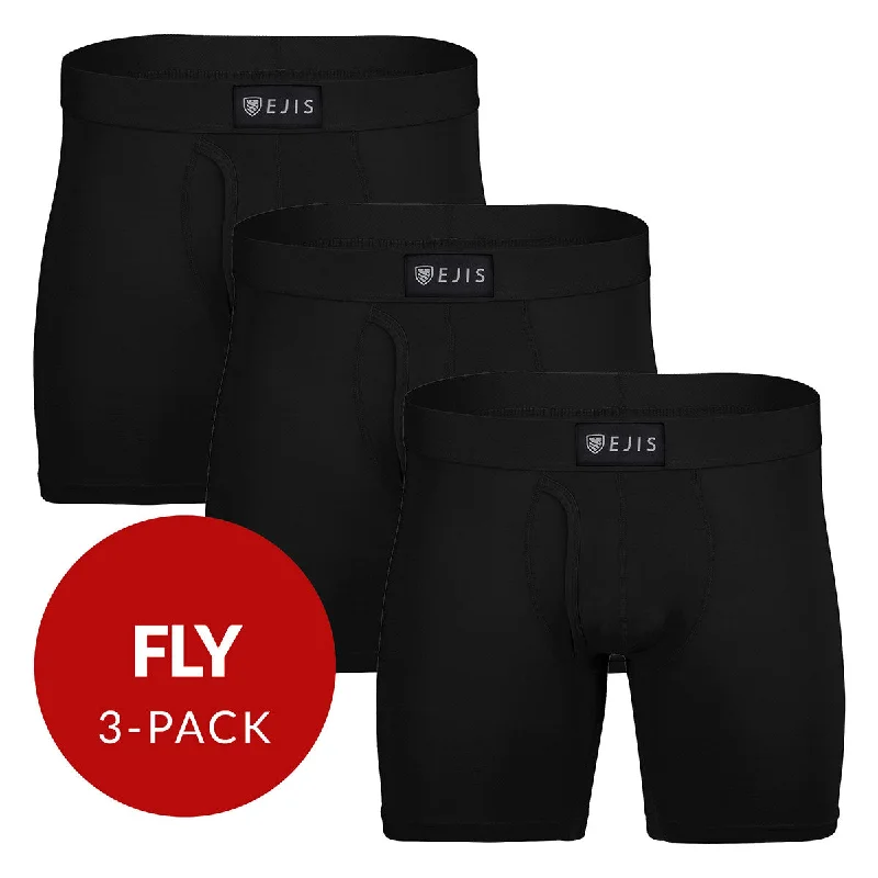 Anti - odor men's boxer briefs for long - lasting freshnessSweat Proof Men's Boxer Briefs with Fly - Black 3-Pack Anti - odor men's boxer briefs for long - lasting freshnessSweat Proof Men's Boxer Briefs with Fly - Black 3-Pack