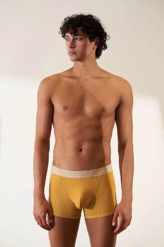Men's boxer briefs with a contoured pouch for comfortBoxer Brief in Organic Cotton Rib - Mustard / Sand Men's boxer briefs with a contoured pouch for comfortBoxer Brief in Organic Cotton Rib - Mustard / Sand