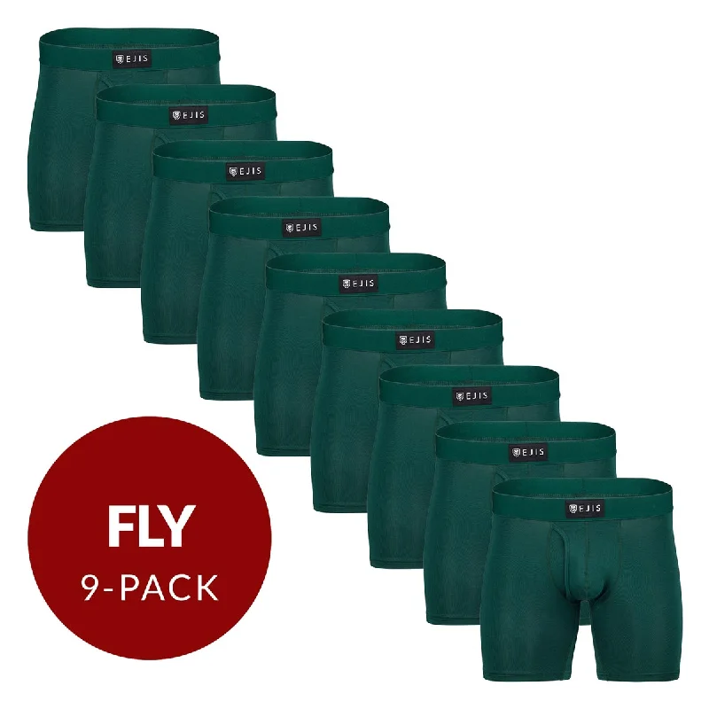Low - rise men's boxer briefs for a modern silhouetteSweat Proof Men's Boxer Briefs with Fly - Green 9-Pack
