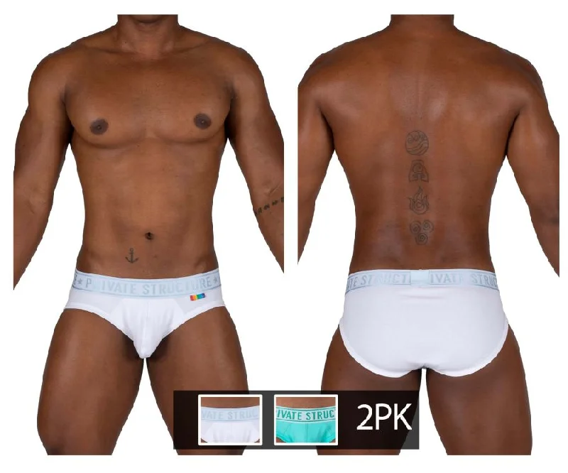 Slim - fit men's briefs for a modern stylePrivate Structure EPUT4385 Pride 2PK Mid Waist Mini Briefs Color White-Green Slim - fit men's briefs for a modern stylePrivate Structure EPUT4385 Pride 2PK Mid Waist Mini Briefs Color White-Green