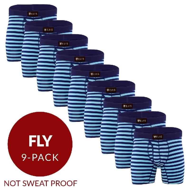 Microfiber men's boxer briefs for a smooth feelEssential Men's Boxer Briefs with Fly - Stripe 9-Pack