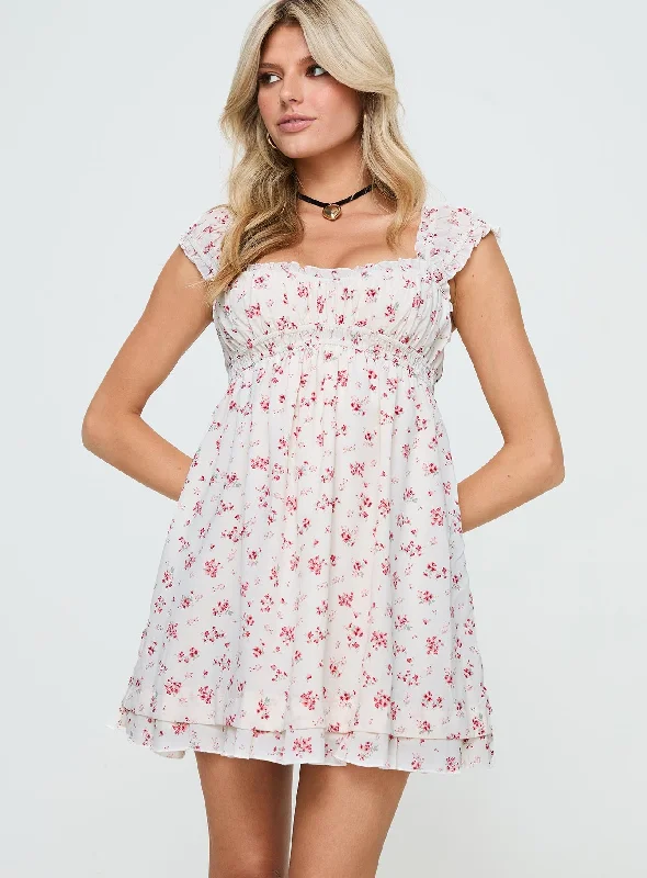 Carlita Mini Dress White Floral