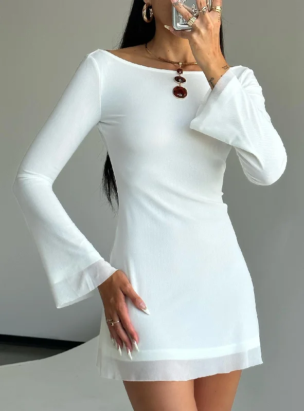 Lukea Long Sleeve Mini Dress White