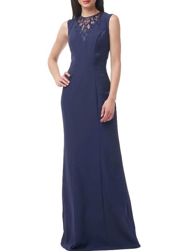 Womens Illusion Maxi Evening Dress