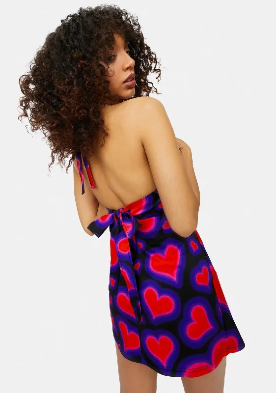 Electric Juice Heart Print Wrap Mini Skirt