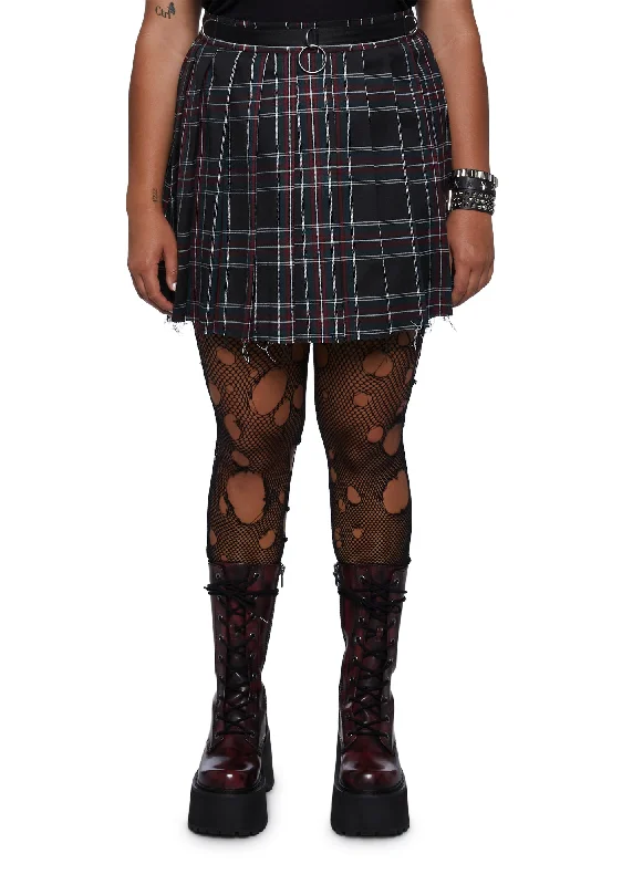 Plus Dress Code Plaid Skirt - Maroon