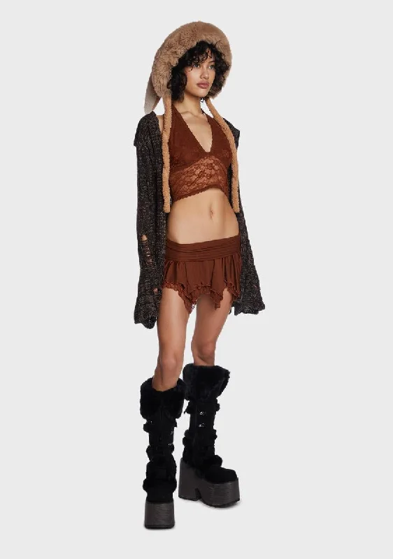 Tales Of Fantasy Mini Skirt - Brown