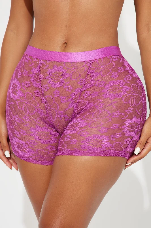 Biggest Flirt Lace Boxer Short Panty - Purple