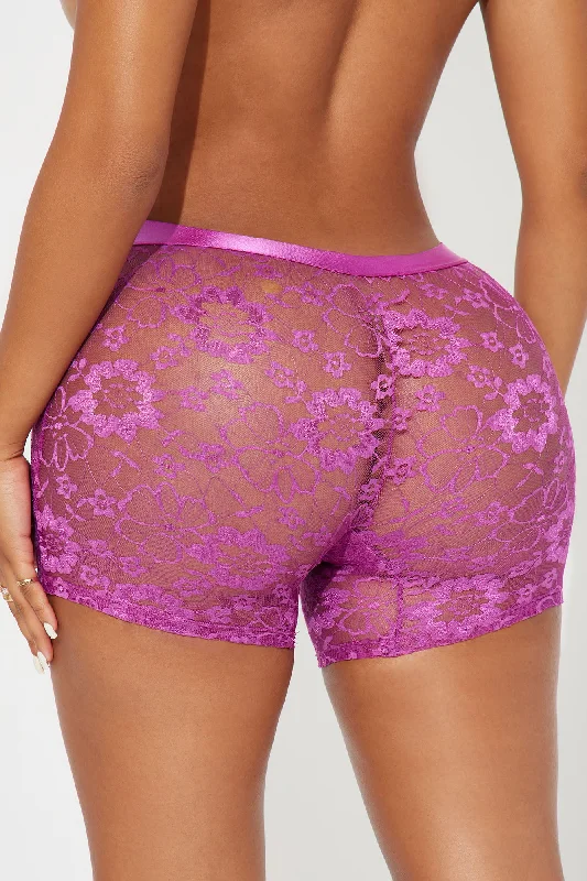 Biggest Flirt Lace Boxer Short Panty - Purple