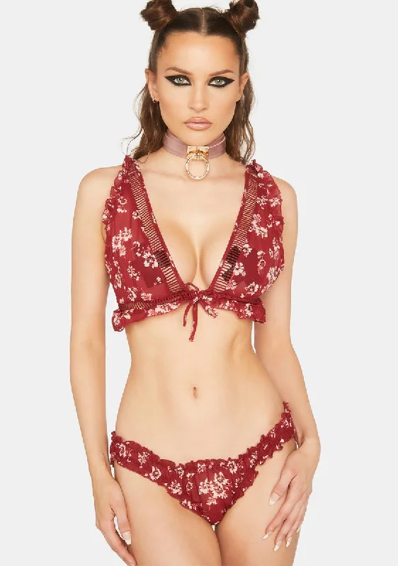 Burgundy Loving Is Easy Ruffle Set