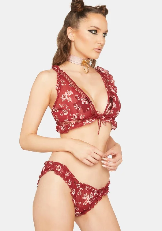 Burgundy Loving Is Easy Ruffle Set