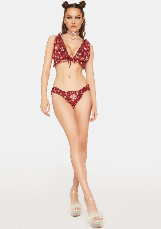 Burgundy Loving Is Easy Ruffle Set