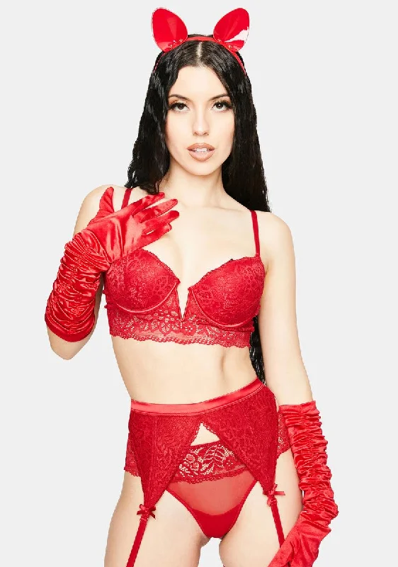 Eating Out Tonight Lace Garter Lingerie Set