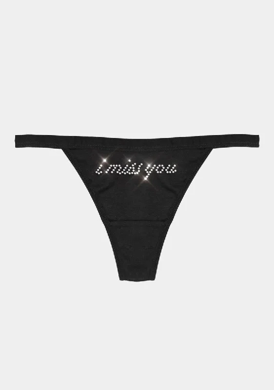 I Miss You Rhinestone Thong