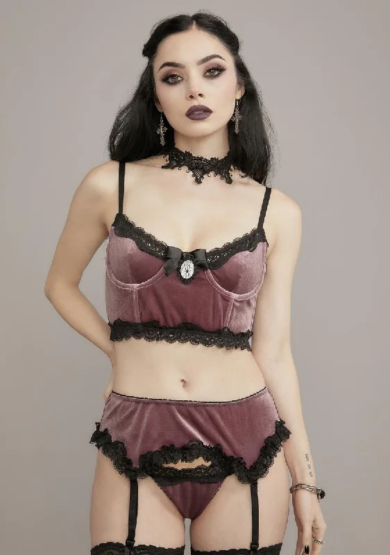 Kiss Morphine Eyes Velvet Garter Set