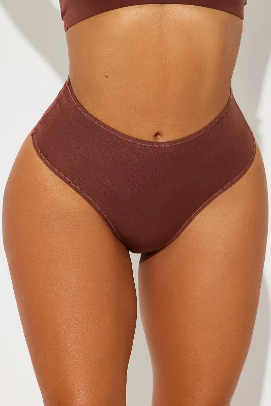 Light As A Feather Microfiber High Cut Thong Panty - Chocolate