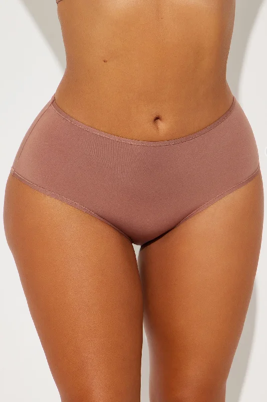 Light As A Feather Microfiber High Waist Brief Panty - Mocha