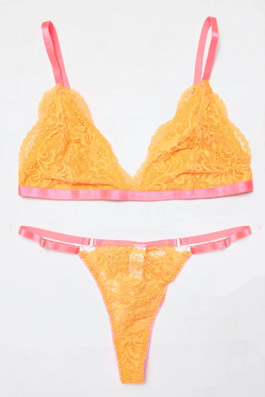 Orange Lace Lingerie Set