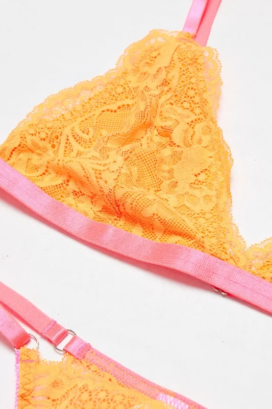 Orange Lace Lingerie Set