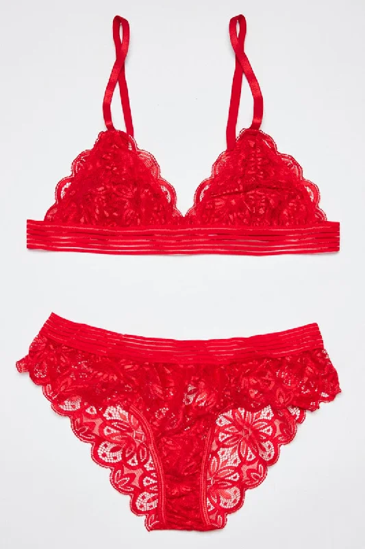 Red Lace Lingerie Set