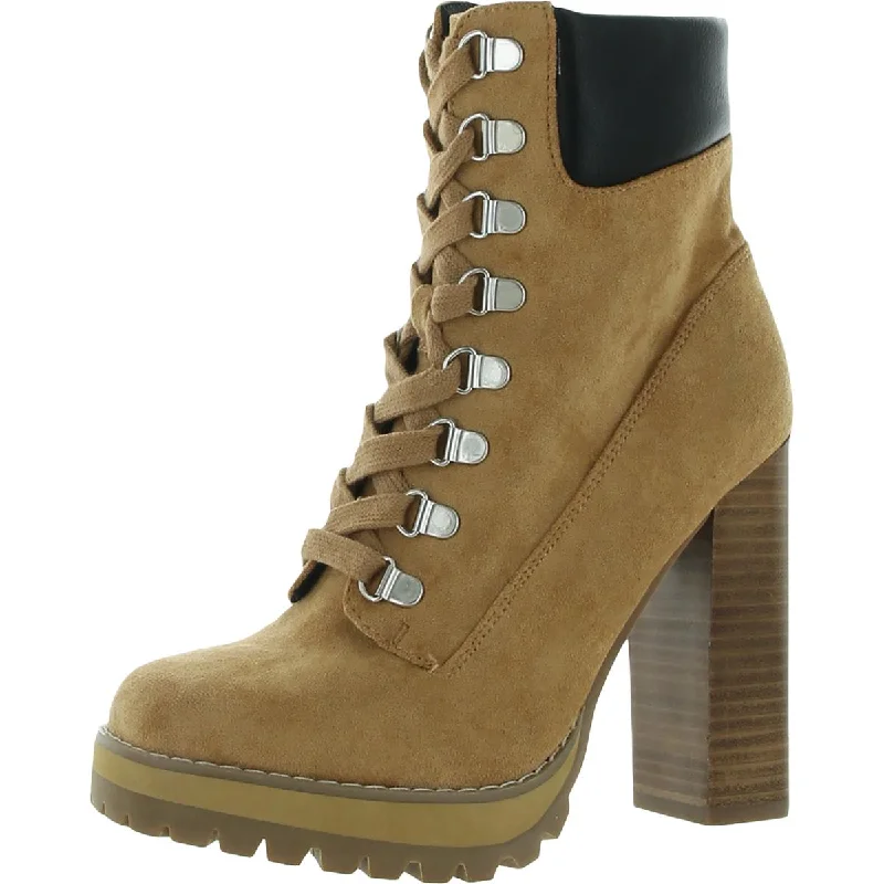 Breccan Womens Square Toe Stacked Heel Lace-Up Boot