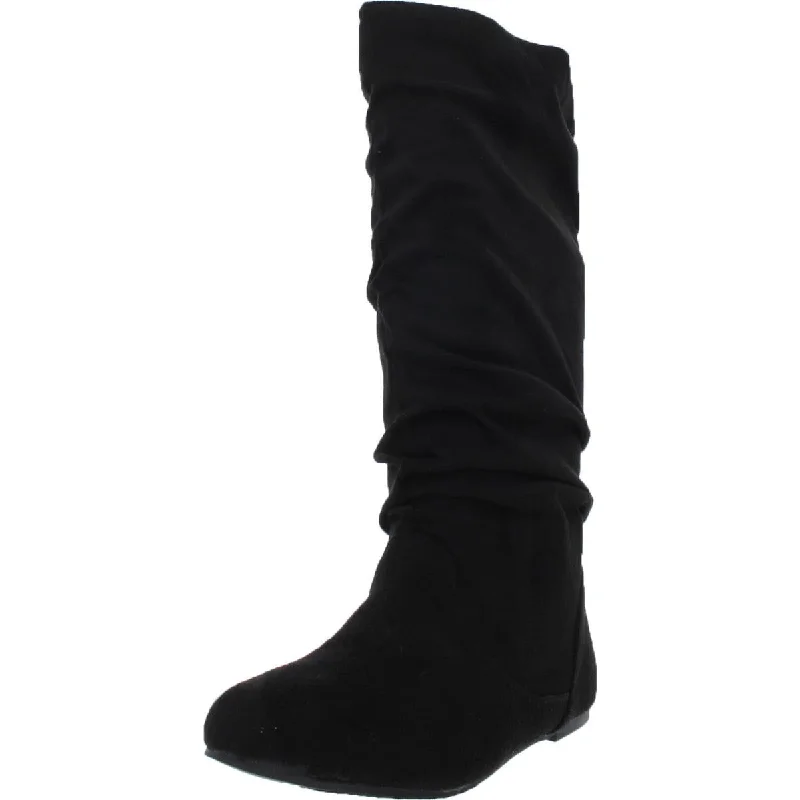 Rebecca-02 Womens Faux Suede Pull On Riding Boots