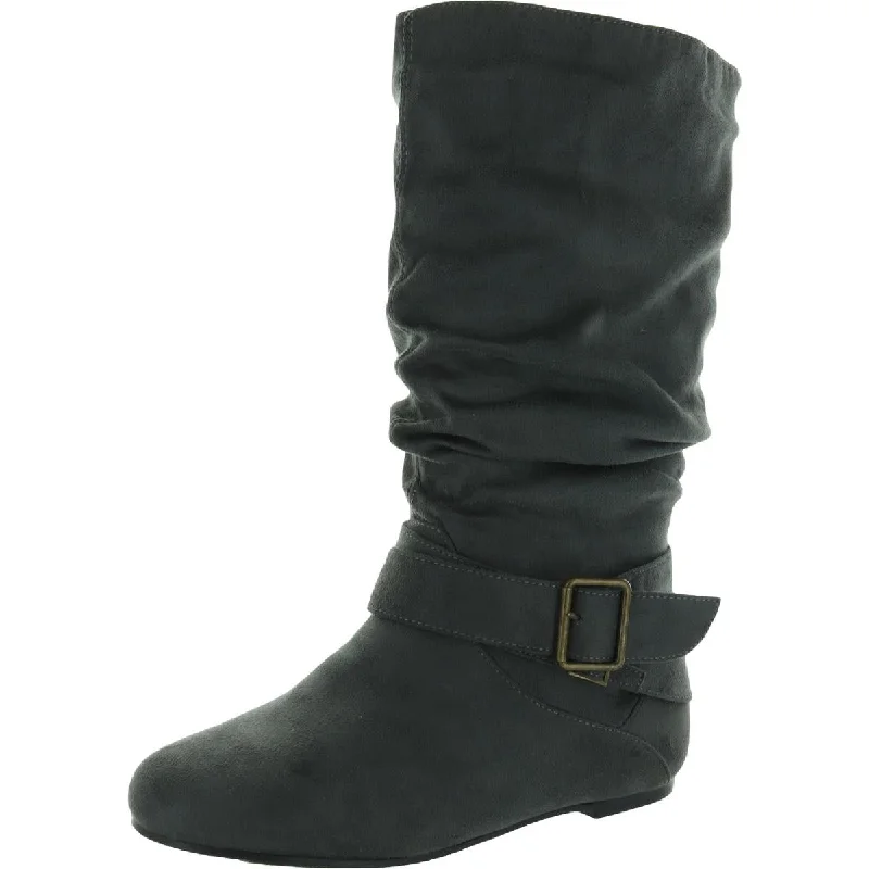 Chely 6    Womens Faux Suede Wide Calf Mid-Calf Boots