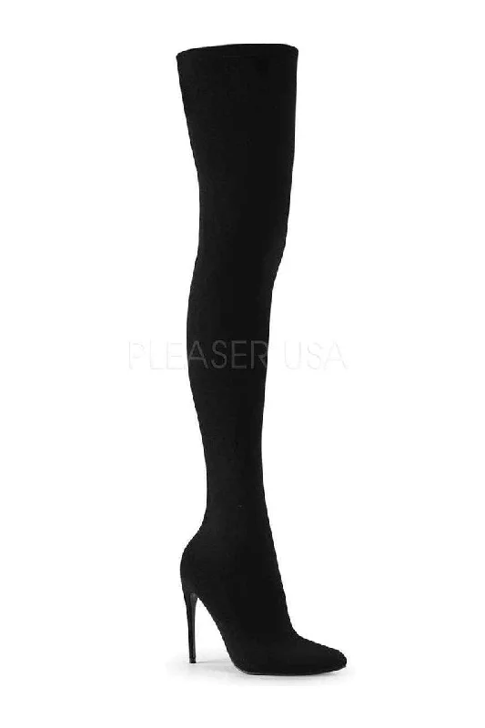 COURTLY-3005 Thigh Boot | Black Nylon