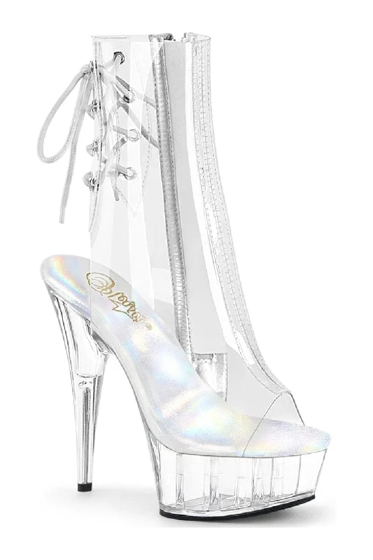 DELIGHT-1018C Clear Vinyl Ankle Boot