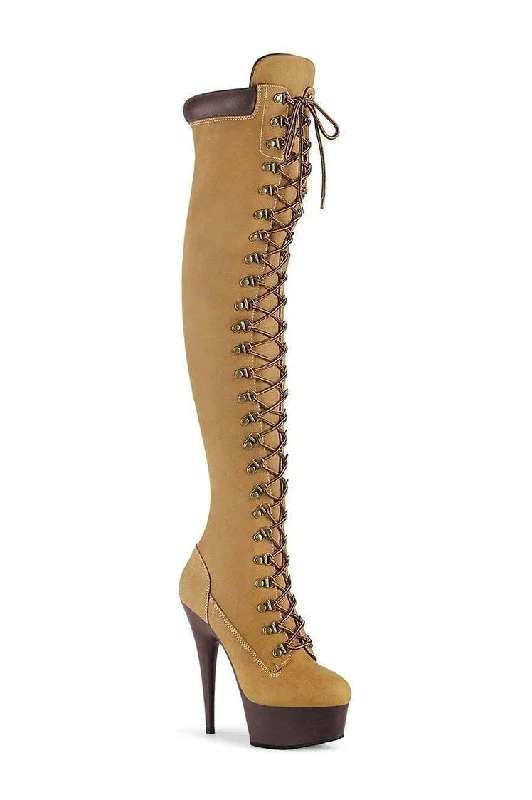 DELIGHT-3000TL Exotic Boot | Tan Faux Leather