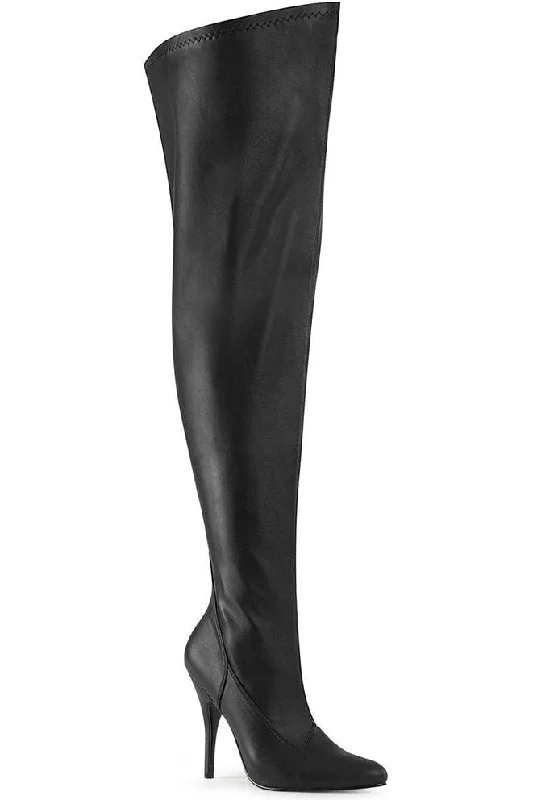 SEDUCE-3000WC Wide Calf Boot | Black Faux Leather