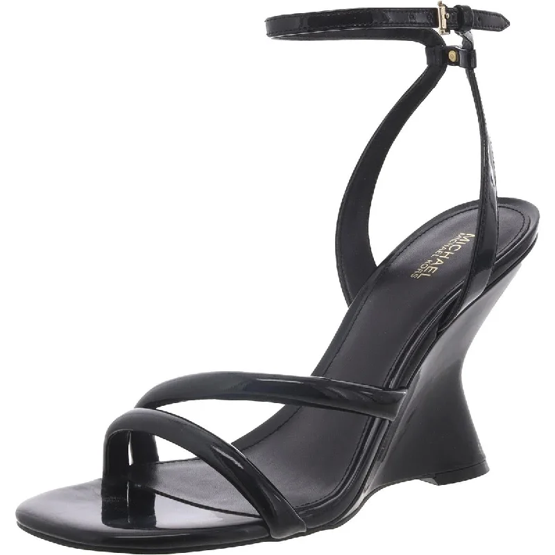 Womens Leather Ankle Strap Wedge Sandals