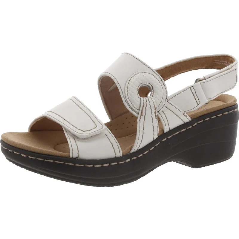 Womens Faux Leather Self Closing Wedge Sandals