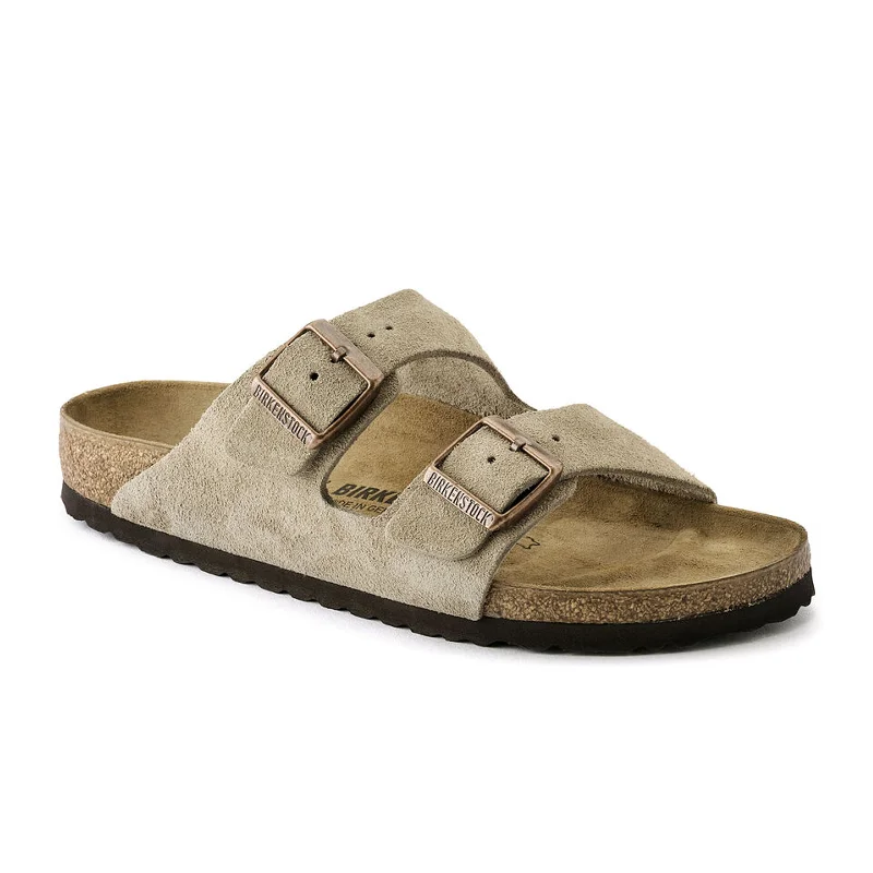 Birkenstock Arizona Slide Sandal (Unisex) - Taupe Suede