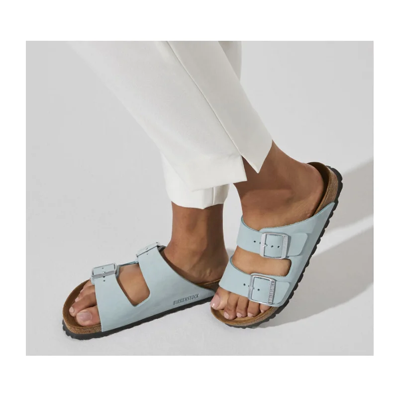 Birkenstock Arizona Soft Footbed Narrow Slide Sandal (Women) - Faded Aqua Nubuck