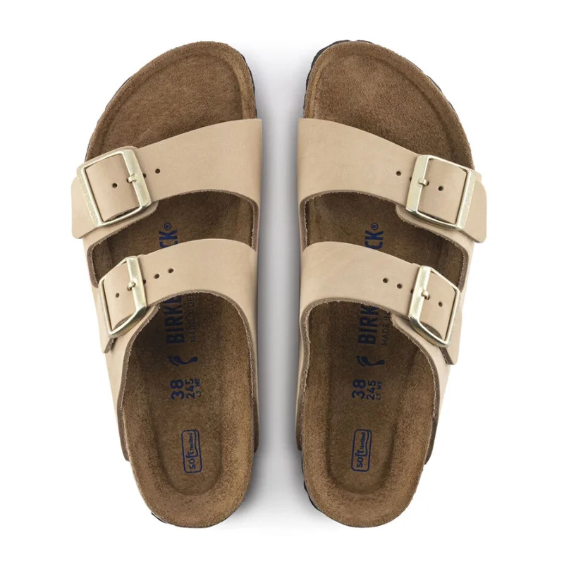 Birkenstock Arizona Soft Footbed Slide Sandal (Women) - Sandcastle Nubuck