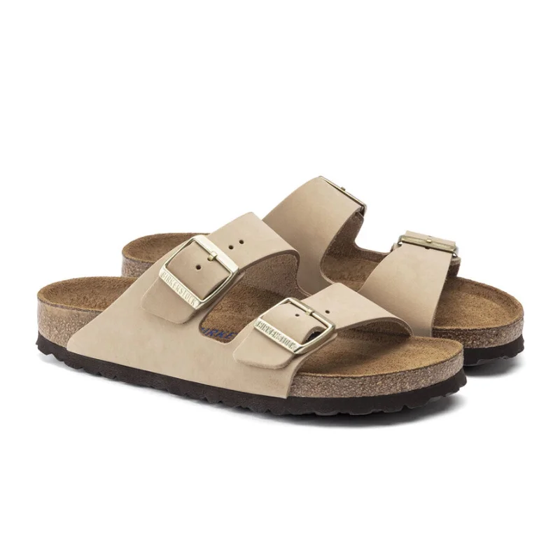 Birkenstock Arizona Soft Footbed Slide Sandal (Women) - Sandcastle Nubuck