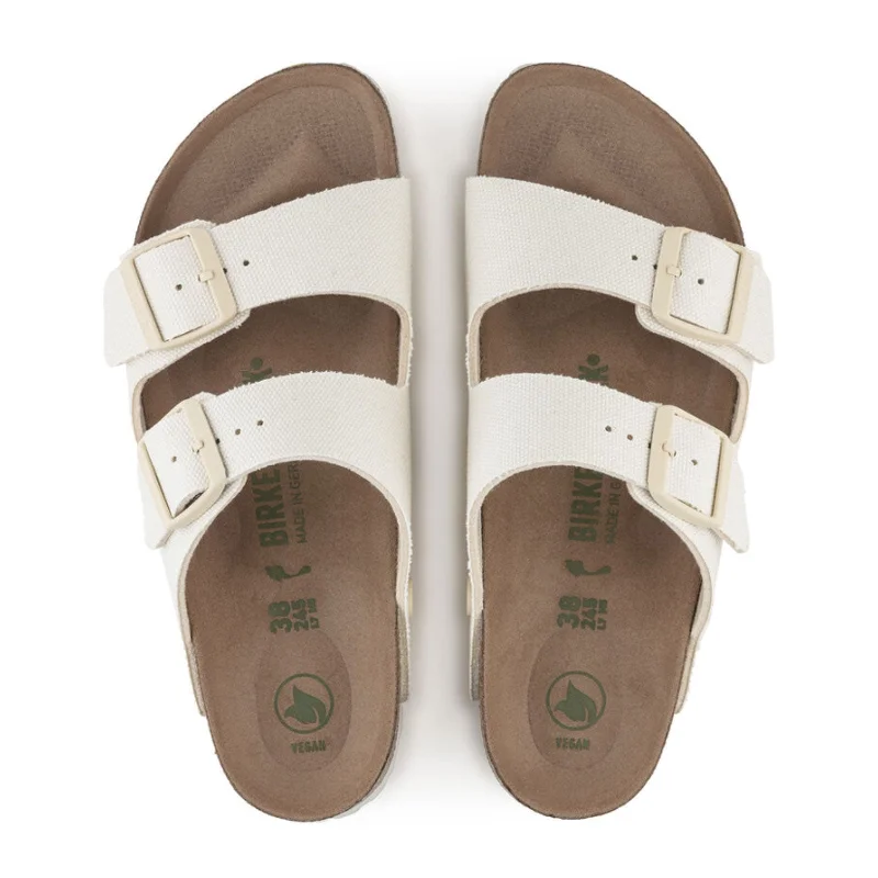 Birkenstock Arizona Vegan Slide Sandal (Women) - Eggshell Canvas